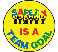 Accuform MFS802 Slip-Gard Adhesive Vinyl Round Floor Sign, Legend"Safety is A Team Goal", 8" Diameter, Blue/Red/Green/Black on Yellow