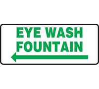 Accuform MFSD990XT Dura-Plastic Sign, Legend"Eye Wash Fountain (Arrow Left)", 7" Length x 17" Width x 0.060" Thickness, Green On White, 7" Height, 17" Wide, 7" Length, Dura-Plastic, 7" x 17"