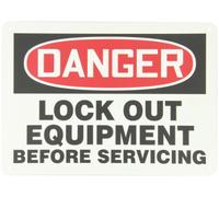 Accuform MLKT014VP Plastic Safety Sign, Legend"Danger Lock Out Equipment Before Servicing", 10" Length x 14" Width x 0.055" Thickness, Red/Black on White