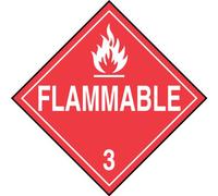 Accuform MPL301VP25 Plastic Hazard Class 3 DOT Placard, Legend"Flammable 3" with Graphic, 10-3/4" Width x 10-3/4" Length, White on Red (Pack of 25)