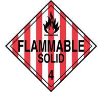 Accuform MPL401VP50 Plastic Hazard Class 4 DOT Placard, Legend"Flammable Solid 4" with Graphic, 10-3/4" Width x 10-3/4" Length, Black on Red/White Stripe (Pack of 50)
