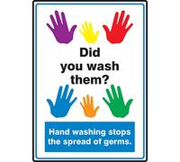 Accuform MRST541VA Aluminum Safety Sign, Legend"DID You WASH Them? Hand Washing Stops The Spread of Germs" with Graphic, 14" Length x 10" Width x 0.040" Thickness