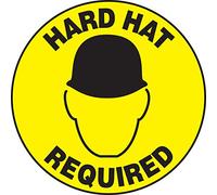 Accuform NMC MFS201 - Letrero de suelo con símbolo "Hard Hat Required" de 43.2 cm de diámetro, antideslizante, vinilo PPE, negro sobre amarillo, fabricado en los Estados Unidos, MFS201