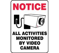 Accuform"Notice - All Activities Monitored by Video Camera" Safety Sign, Accu-Shield, 10 x 7 Inches (MASE813XP)
