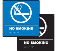 Accuform PAD933BU Plastic ADA Braille Tactile Sign, Legend"NO Smoking" with Graphic, 8" Length x 8" Width x 1/8" Thickness, White on Blue