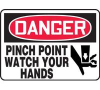 Accuform Señal de seguridad "Danger Pinch Point - Watch Your Hands", aluminio, 7 x 10 pulgadas (MEQM072VA)
