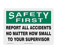 Accuform Signes Mgsh904vp Plastique plaque signalétique, Legend "Safety First Report tous les accidents peu importe l'Petite vers votre Supervisor", 25,4 cm Longueur X 35,6 cm Largeur x 0,1 cm d'épaisseur, Vert/noir sur blanc