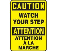 Accuform signos fbmstf661vp plástico francés bilingüe Sign, Legend "caution reloj su paso/atención atención a la marche," 14 "x 10" x 0.055 "de grosor, negro sobre amarillo