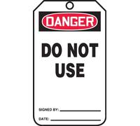 Accuform signos mdt106ctp seguridad etiqueta, leyenda "peligro no usar," 5.75 "Longitud x 3,25" Ancho x 0,01 cm de grosor, pf-cardstock, rojo/negro sobre blanco (25 unidades)
