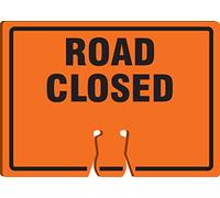 Accuform Signs FBC736 Plastic Traffic Cone Top Warning Sign, Legend"Road Closed", 10" Length x 14" Width x 0.060" Thickness, Black on Orange