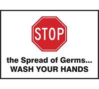 Accuform Signs LRST503VSP Safety Label, Legend"Stop The Spread of Germs. WASH Your Hands", 3.5" x 5", Red/Black on White (Pack of 5)