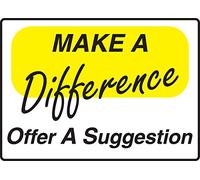 Accuform Signs MGNF564VP Plastic Suggestion Box Sign, Legend"Make A Difference Offer A Suggestion", 10" Length x 14" Width x 0.055" Thickness, Black/Yellow on White