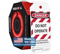 Accuform Signs TAR472 Tags By-The-Roll Lockout Tags, Legend"DANGER DO NOT OPERATE EQUIPMENT LOCKED OUT BY", 6.25" Length x 3" Width x 0.010" Thickness, PF-Cardstock, Red/Black on White (Roll of 250)