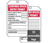 Accuform Signs TCS323CTP - Etiqueta de estado del espacio, texto en inglés "CONFINED SPACE ENTRY PERMIT", 14,5 cm de largo x 8,25 cm de ancho x 0,010 cm de grosor, PF-Cardstock, rojo/negro sobre blanco (Paquete de 25)