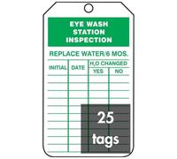 Accuform Signs TRS245CTP Etiqueta de inspección de registro, leyenda «Eye Wash Station», 14,5 cm de largo x 8,25 cm de ancho x 0,010 cm de grosor, PF-Cardstock, verde sobre blanco (Pack de 25)