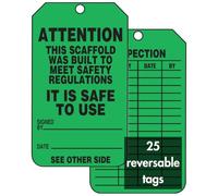 Accuform Signs TRS328CTP - Etiqueta de estado para andamios de fotos, leyenda "Atención" que se ha diseñado para cumplir con las regulaciones de seguridad - es seguro de usar", 14,5 cm de largo x 8,25 cm de ancho x 0,010 cm de grosor, PF-Cardstock, negro sobre verde (Pack de 25)