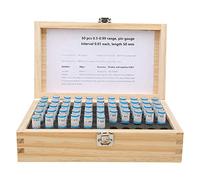 Accurate Pin Gage Set 50pcs 0.5-0.99mm | ±0.001mm Accuracy Bearing Steel GCR15 | Plug Pin Gages for Hole Size/Depth/Location Measurement | Hardness 58-63HRC with Wooden