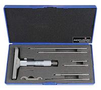 accusize - 6 "Profundidad micrómetros, base de profundidad 4," con 6 varillas en caja de sábana bajera ajustable, # 2025 - 4201