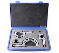 Accusize Industrial Tools 0-3 inch x .0001'' Ultra-Precision M-Type Outside Micrometers Carbide Tipped 3 Pc Set, EG00-0903