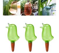 Accustomedi Birdie Type Automatic Flower Waterer,Self-Watering Bird,Self Watering Planter Insert,Terracotta Watering Spikes,Automatic Plant Waterer Indoor (3pcs green)