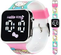 Accutime Hello Kitty Reloj Digital de Cuarzo LED para niños, Multicolor para niñas con Correa Blanca de Hello Kitty y Amigos (Modelo: HK4161AZ), Reloj de Pulsera Digital, Varios