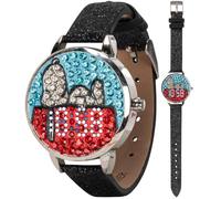 Accutime Hello Kitty - Reloj Digital LCD para niños con espectáculo de luz LED, Linterna y Correa de Silicona Rosa
