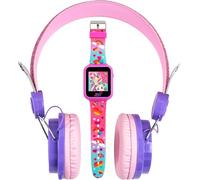 Accutime JoJo Siwa - Juego combinado de auriculares y reloj inteligente, juegos de aprendizaje interactivos, auriculares rosas ajustables, múltiples esferas de reloj, ideal para niñas de 6 años en