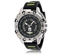 Accutime Lucas Star Wars Baby Yoda - Reloj analógico para hombre adulto, correa de silicona, esfera de cristal grande, caja mate, para hombre, reloj de pulsera analógico en negro (modelo: MNL9008AZ),