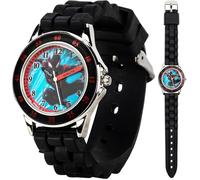 Accutime Marvel Spider-Man Miles Morales Time Teacher Reloj para niños con Correa de Silicona Negra y Caja de Lata Coleccionable