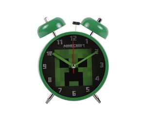 Accutime Minecraft Creeper - Reloj despertador con doble campana para niños