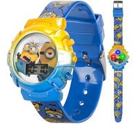 Accutime Minions - Reloj Infantil con Luces Intermitentes, Pantalla LCD, Correa cómoda Ajustable, Lata Coleccionable, niños y niñas