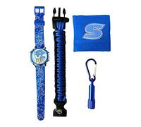 Accutime Reloj de Pulsera para niños Sega Sonic The Hedgehog Azul Digital Intermitente LCD de Cuarzo para niños, niñas, niños pequeños con Banda de Supervivencia Azul, Banda para el Sudor y Llavero