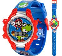 Accutime Super Mario - Reloj Digital para niños con Yoshi, espectáculo de luz LED, Correa de Silicona Suave, diseño Duradero Apto para niños, diversión para niños y niñas, Azul, Reloj de Pulsera