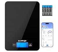 ACCUWEIGHT CK780 Báscula de cocinacon Bluetooth, calculadora nutricional (pilas incluidas), báscula inteligente para alimentos con pantalla LCD retroiluminada y contador de calorías, 5 kg/11 lb