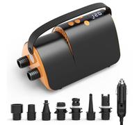 Accwork Inflador eléctrico 20 PSI con 7 boquillas - Bomba de Aire Eléctrica para Sup, Botes y Colchonetas Inflables, Inflado Rápido y Apagado Automático, Alimentado por Conector de Coche de 12V CC