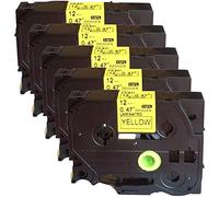 ACD 5 x Negro Sobre Amarillo Etiqueta laminada cartucho de cinta Compatible con Brother TZ 631 TZe 631 P-Touch 12 mmx8 m