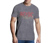 ACDC Camiseta Vintage Silhouette Nue Oficial Unisex Snow Wash Carbón Gris, gris, M