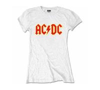ACDC Logo Classic Camiseta chica Blanca Licencia Oficial Manga Corta ladies Rock