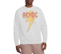 ACDC Sketch Bolt Crew Sweatshirt Sudadera, Blanco, S Unisex Adulto