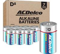 ACDelco 8-Count D Batteries, Maximum Power Super Alkaline Battery for Home and Office, 7-Year Shelf Life, Reclosable Packaging