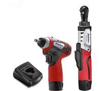 ACDelco G12 Series Kit de combo de 2 herramientas, 1/4 pulgadas Llave de carraca sin escobillas + 3/8 pulgadas Llave de impacto de potencia, dos baterías, cargador y bolsa de herramientas de lona,