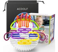 ACDOLF Pelota Sensorial Activa: Juguete Antiestrés para Calmar Estrés, Ansiedad, TDAH y Autismo | Niños 3+ y Adultos | Incluye Bolsa de Viaje Portátil y 16 Cuerdas