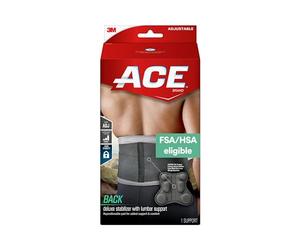 ACE Brand Deluxe - Estabilizador de espalda con soporte lumbar, neopreno perforado que te mantiene fresco y tu piel seca, sistema de doble correa, almohadilla de madera reposicionable, transpirable,
