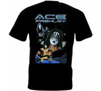 Ace Frehley K.I.S.S - Camiseta de manga corta para hombre, cuello redondo, unisex, 100 % algodón, color negro, Negro, XL