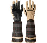 ACE Garden Glam Guante de jardín para mujer, guantes largos de piel de cabra para mujer, contra espinas y espinas de rosa, M, a cuadros