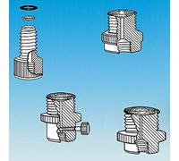 ACE GLASS 5838-51 Series Filter, adaptador con #25 Thred to 1/4"-28UNF, 100 micras de polietileno, junta tórica FETFE y PTFE