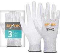 ACE Guantes Antiestáticos Spark Pro - 3x Guantes de Trabajo - Protección Contra Descargas Eléctricas - EN 388/16350 - Transpirables y Antideslizantes - Trabajos en Ordendores y Electrónica - XL