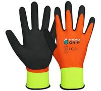 ACE Guantes de trabajo impermeables HydroGrip - 2 pares - resistentes al agua, duraderos, antideslizantes, para uso profesional - EN 388/21420 - naranja-amarillo - M