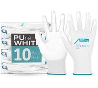 ACE Guantes Trabajo Blancos PUre White - 10 Pares - EN388/21420 - para Trabajos en Taller, Agricultura, Almacén, Logística, Obra y Construcción - Antideslizante y Transpirable para Pintor, Mason