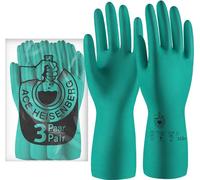 ACE Heisenberg 3 pares de guantes químicos - Guantes químicos de nitrilo - EN 388/374-1/374-5 - Verde - 07/S